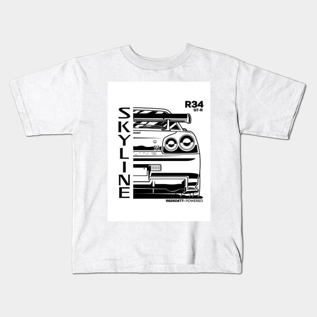 SKYILINE-R34 Kids T-Shirt by LynxMotorStore